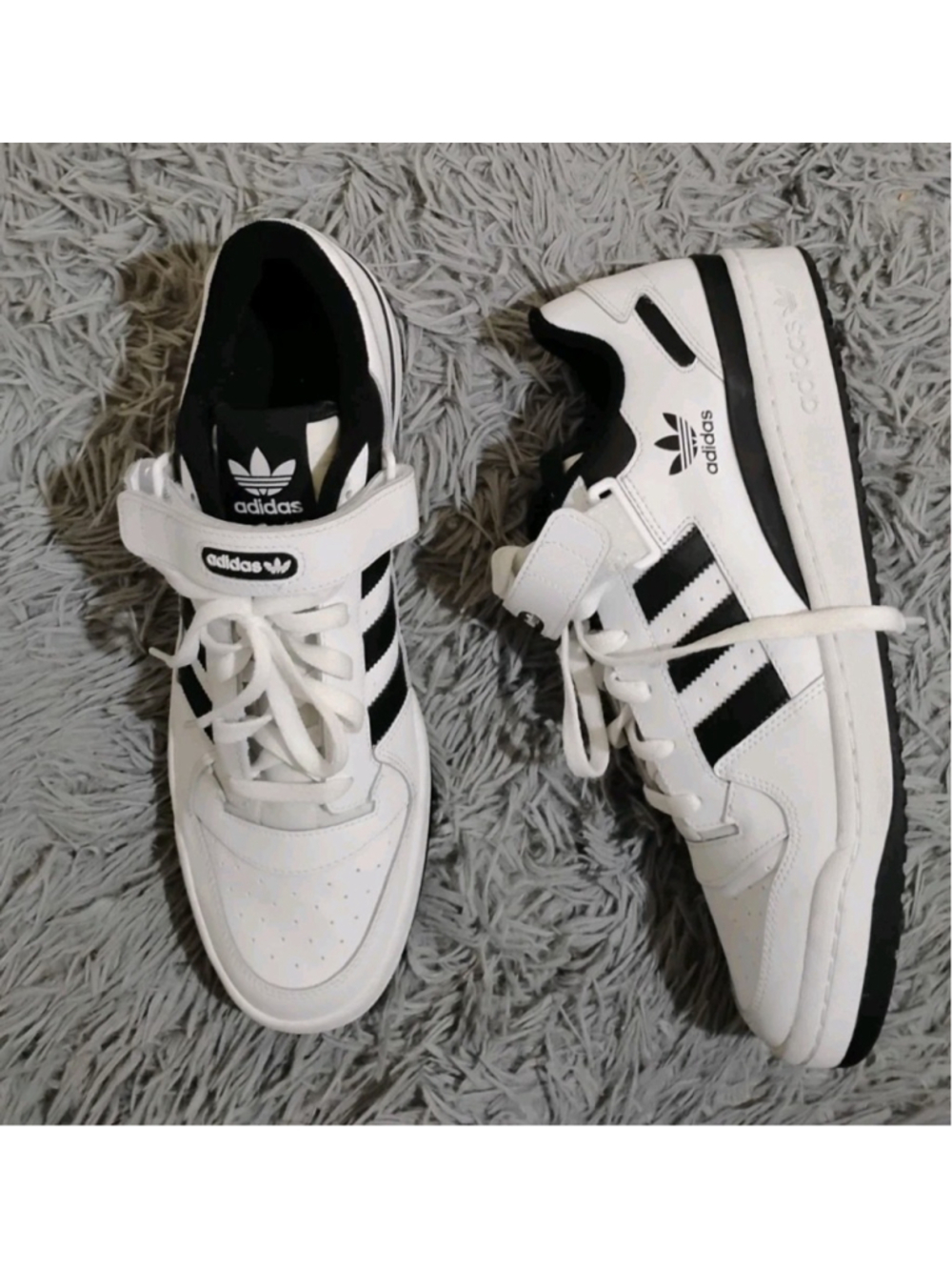 Adidas Forum Low Shoes Mens Size 13 White Black Strap Sneakers Originals FY7757